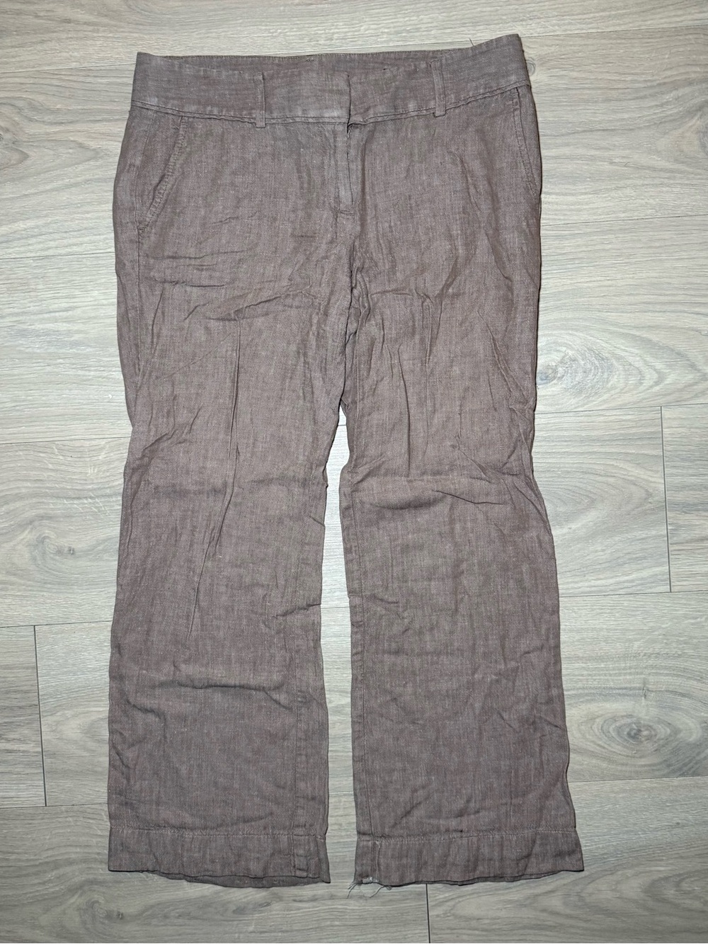 Y2K 2000s Womens LOFT Linen-Blend Capris in Tan